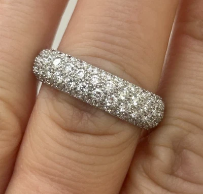 Banda Tiffany & Co. Etoile 4 filas de diamantes platino - talla 7,5 Foto 1 de 4