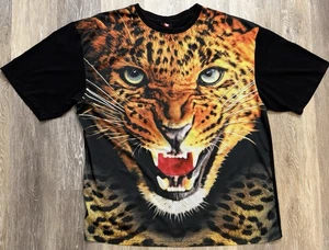 Camicia vintage Y2K Southpole leopardata stampa animalier maglia grande e alta taglia 4XB - Foto 1 di 6