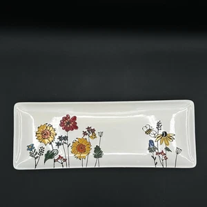 Bandeja para servir de cerámica floral con etiquetas de 15 X 6 pulgadas flores con diseño de abeja melífera - Imagen 1 de 8