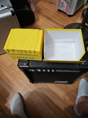 Large Invicta Empty Yellow Presentation Watch Box Case With Pillow & Paperwork - Image 1 of 3