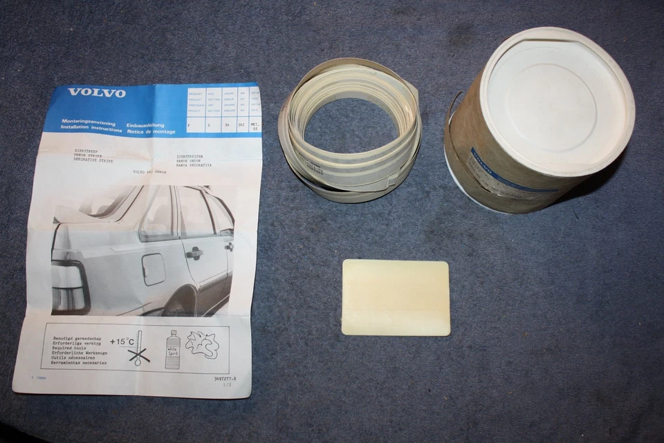 Tiras decorativas originales Volvo 400 440 460 negras L+R stripe decor tape NOS - Imagen 1 de 4