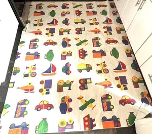 Kids Bedding Cars Trains Fleece Blanket Twin Size Fuzzy Warm Soft 60x80 inch VTG - Picture 1 of 5