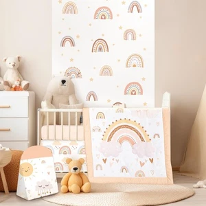4 Pieces Baby Crib Bedding Set for Girls and Boys, Bohemian Rainbow Soft Baby... - Bild 1 von 7