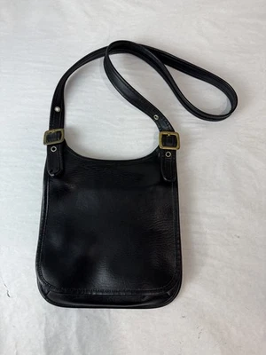 Cartera de cuero genuino de grosor completo negra bandolera baguette bolsa de sillín Foto 1 de 4