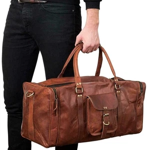 Tasche aus echtem Leder Reise Gym Gepäck Duffle Wochenende Vintage Duffel Männer - Bild 1 von 3
