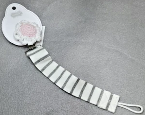 New w/ Tags Mud Pie Crochet Knit Flower Pacy Clip Pacifier Soother Binkie Clip - Picture 1 of 5