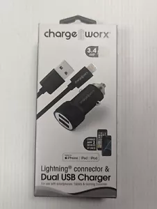 Charge Worx 6 ft. Dual 3.4Amp USB Rapid Charge Cable Connector Cord for iPhone - Picture 1 of 5