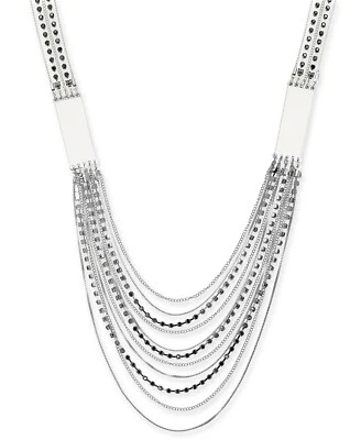 Collar llamativo Thalia Sodi tono plata cristal oscuro multicapa 25-1/2" Foto 1 de 2