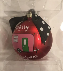 NUOVO Simply Southern palla di vetro rosso buon Natale ornamento camper rimorchio carino! - Foto 1 di 4
