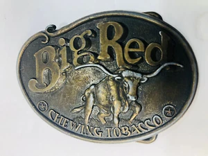 Vintage Brass Big Red Chewing Tobacco Classic Western Belt Buckle 3"x 2"  (1M) - Picture 1 of 2