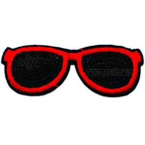 PATCH AUFNÄHER SONNENBRILLE SUN GLASSES PAILLETTEN AUFBÜGLER GLITZER BRILLE ROT - Bild 1 von 1