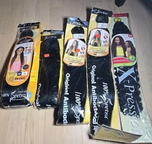 5 Pc Spectra Hair Bundle 30" & 72" Pre Stretched Braid And Bahamas Curl 24" - Picture 1 of 6