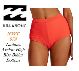 NWT $79 Billabong swimwear Tanlines Avalon High Rise Retro Bikini Bottom Small - Picture 1 of 13