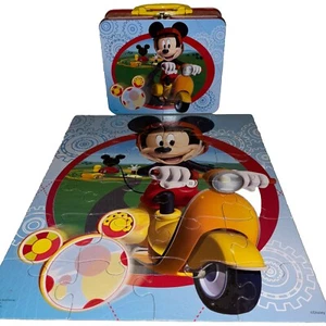 Disney Mickey Mouse on Scooter Clubhouse Puzzle & Metal Tin Lunch Box - Picture 1 of 10