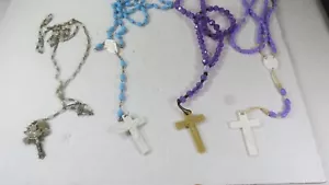 Catholic Rosary 4 VINTAGE ITEMS SETS Beads Sacred Heart of Jesus - Picture 1 of 5