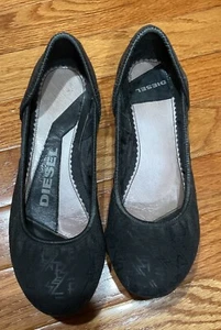 DIESEL Black Dress Flats Softbeat Shoes Sz US 8.5 EU 39 - Picture 1 of 5