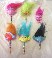McDonald's Happy Meal Toys Lot Of 5 Trolls Head Pencil Toppers + Extra