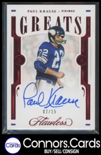 CB Paul Krause  Auto   2021 Panini Flawless #GR8-PKR Greats Ruby /15