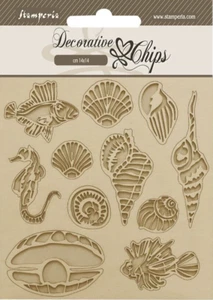 Stamperia DECORATIVE CHIPS - 5.5" x 5.5" - SONGS OF THE SEA - SHELLS AND FISH - Bild 1 von 1