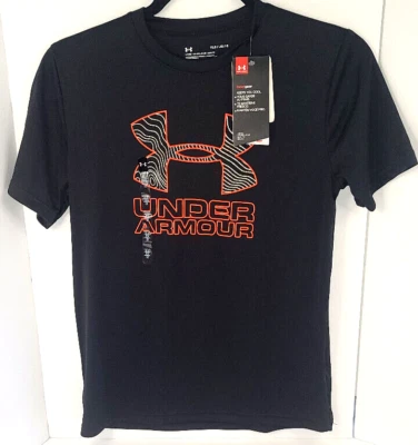 Under Armour Black Compression Athletic Muscle Shirt Boys YLG/G Heat Gear NEW - Image 1 of 4