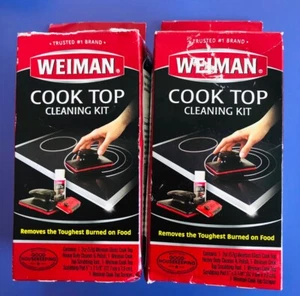 (2-Pk) WEIMAN Glass Stove Cook Top Complete CLEANING KIT with Scrubber & Scraper - Picture 1 of 3