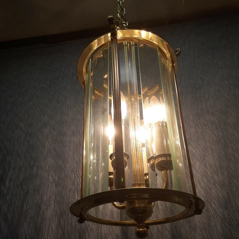 VINTAGE TRADITIONAL BRASS FOYER CHANDELIER LAMP 4 CANDLE LIGHT  24"T X 10"DIA Cover