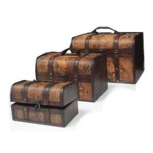 steampunk, antiqued, shabby chic Old Map Chest - Set of 3.perfect gift item, ho - Picture 1 of 10
