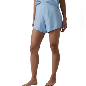 NWT ATHLETA Women's Calm Cool Short in Quarry Blue Size 2X Satin High Waist - Picture 1 of 7