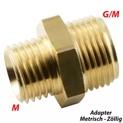 FITTINGTEILE Doppelnippel mit Metrisch-Zöllig Gewinde Messing Druckluft Wasser AdapterFitting