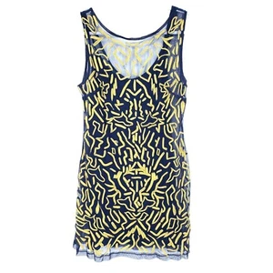 Mini vestido transparente para mujer Ark & Co talla mediana oro marino bordado cuello barco - Imagen 1 de 7