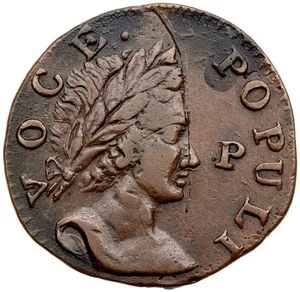 1760 N-12 R-3 P Before Face Voce Populi Halfpenny Colonial Copper - Picture 1 of 2