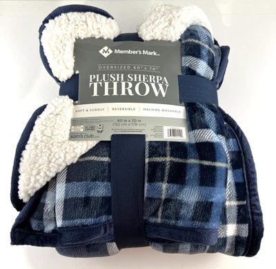 Member's Mark 60" x 70" Oversized Plush Sherpa Throw Blanket Milbridge Plaid - Image 1 of 4