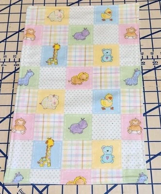 Nuevo juego de 3 paños de franela de retazos de animales de granja hechos a mano NUEVO Foto 1 de 2