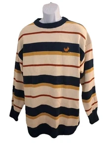 Maglione Aelfric Eden uomo taglia large manica lunga multicolore a righe nuovo con etichetta - Foto 1 di 5