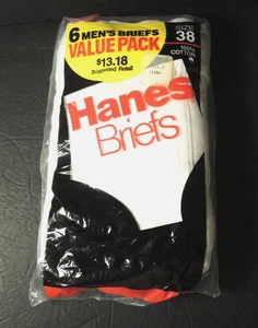 Calzoncillos Hanes para hombre blancos talla 38 ropa interior 100 % algodón 6 pares/1 paquete NUEVO 1986 - Imagen 1 de 5