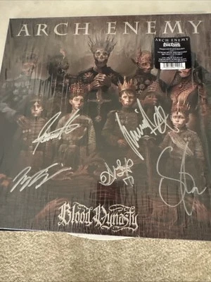 Arch Enemy  Blood Dynasty SIGNED BY BAND   Black Ice Limited 180 Gr Vinyl - Image 1 of 4