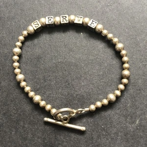 Sterling Silver 925 Lot Bracelet V5 SERVE God Jesus Cross Mom Dad Letter Beads - Picture 1 of 6