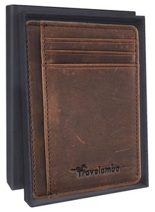 Slim Wallet Front Pocket Minimalist Leather RFID Blocking Medium Size - Picture 1 of 7