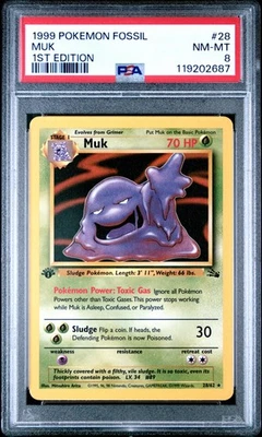 1999 Fossil Muk #28 1st Edition Non-Holo PSA 8 - Image 1 of 2