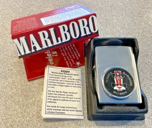 Genuine Brand New 2005 ZIPPO Lighter Nice TEXACO MARLBORO McLAREN Brushed Chrome - Picture 1 of 14