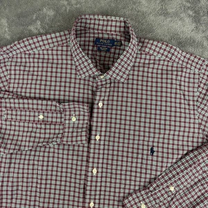 Ralph Lauren Poloshirt Herren 3XB rot grün kariert Button Down Stretch Big Tall - Bild 1 von 8