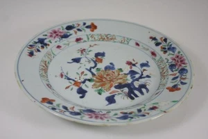 CHINESE IMARI PLATE ANTIQUE 18th CENTURY EXPORT WARE HAND PAINTED FLORAL SCENE - Picture 1 of 8