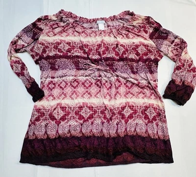 Top de mujer Liz Wear manga larga cintura corbata tonos rosa y rojo 2XL Foto 1 de 2