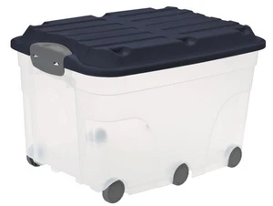 Rotho Aufbewahrungsbox Roller 6 mit Rollen und Deckel 57 L midnight blau - Bild 1 von 1