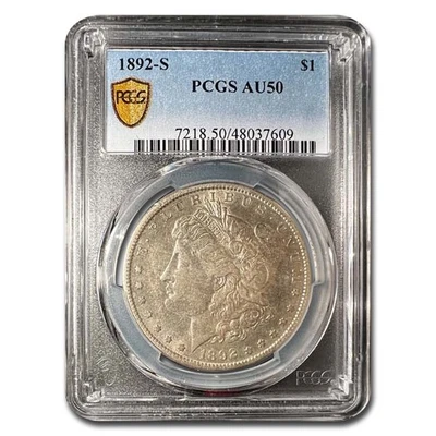 Dólar Morgan 1892-S AU-50 PCGS Foto 1 de 3