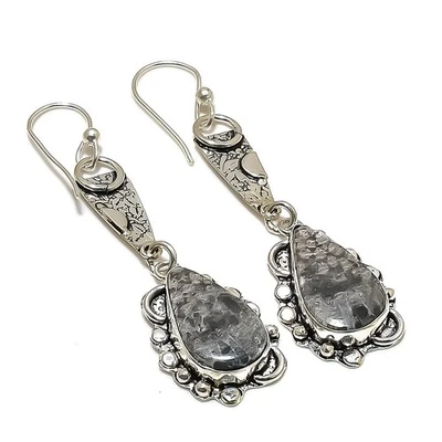 Pendiente de joyería de plata de ley 925 hecho a mano con piedras preciosas de coral Stingrey 2,96" M886 Foto 1 de 2