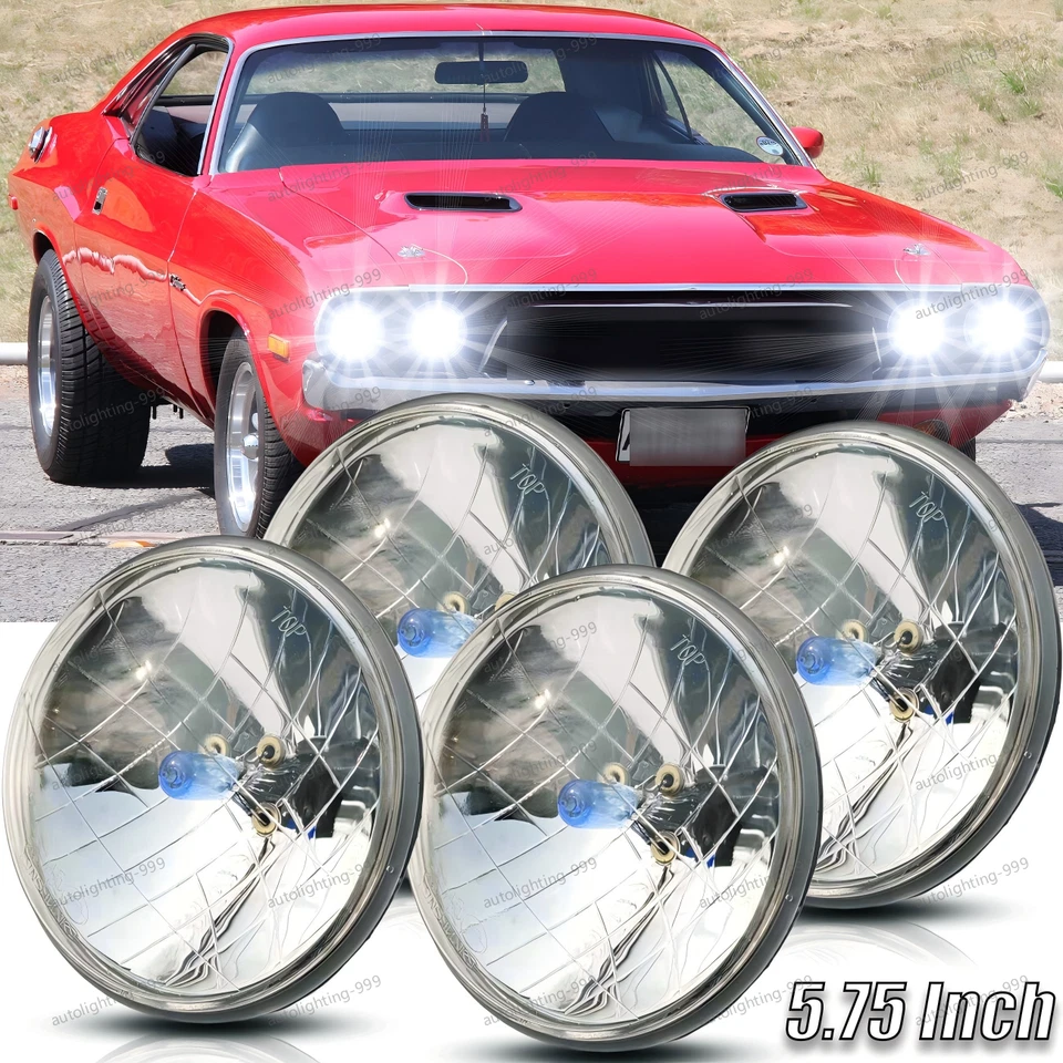 Faros de haz alto/bajo de 5-3/4" 5,75" pulgadas para Dodge Challenger 1970-1974 4 piezas Foto 1 de 4