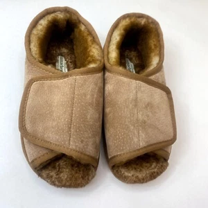 Hammacher Schlemmer pantofole da donna in pelle di pecora stivaletto casa castagno taglia 8/8,5 - Foto 1 di 12