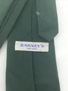 Barney's New York Loomed Silk Honan Necktie Vintage Y2K USA Made Neck Tie Green - Picture 1 of 6
