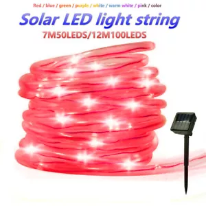 50/100LED Solar Rope Tube String Fairy Lights Strip Outdoor Garden Outside Patio - Picture 1 of 30